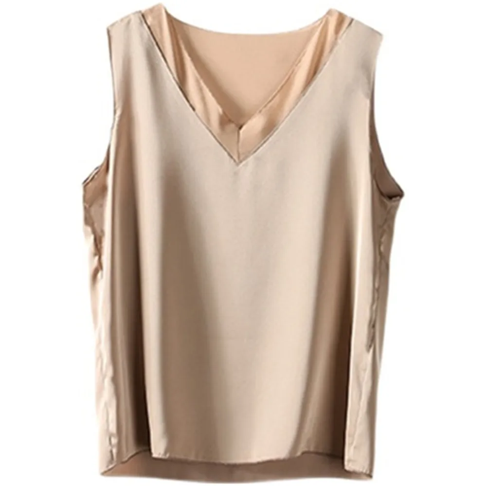 Блузка женская шифоновая черная летняя размера плюс шелковая атласная блузка