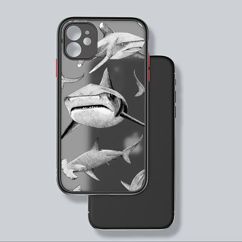 

shark cool Phone Case For iphone 12 11 8 7 plus mini x xs xr pro max matte transparent cover