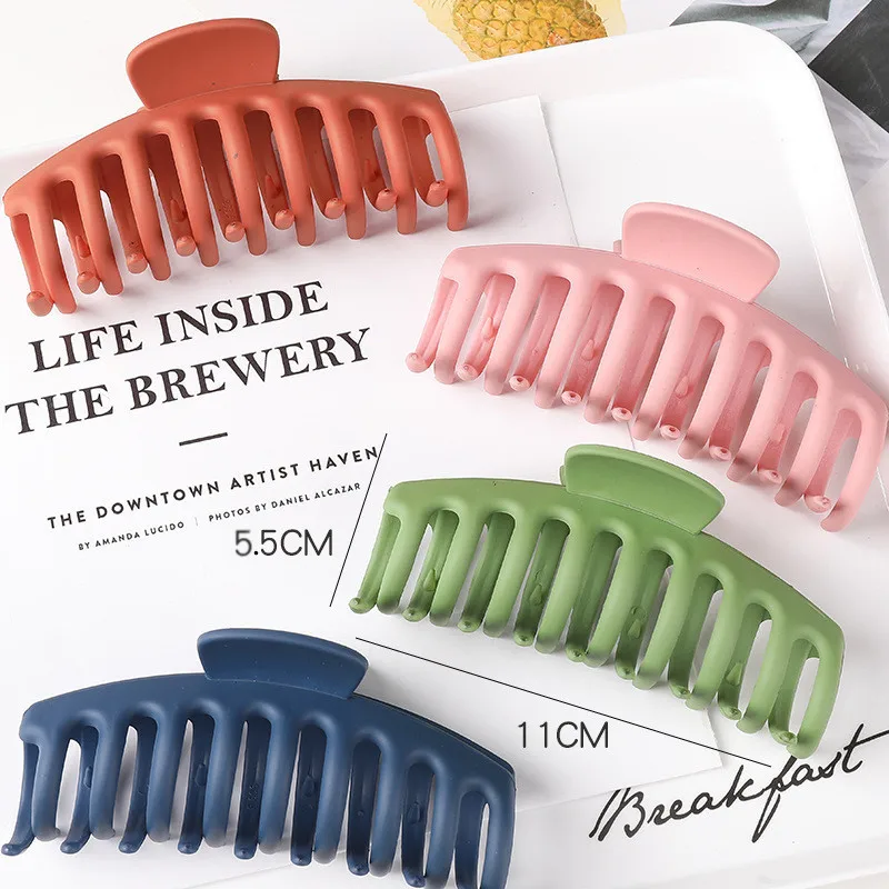 

2021 New Horsetail Clip Woman Large Head Clip Elegant Hair Accessories Retro Candy Color Claw Clip
