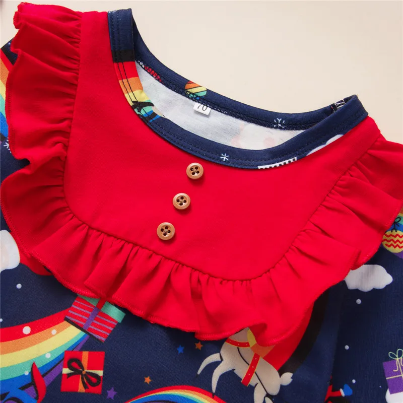 Рождественский Радужный комбинезон для новорожденных и маленьких девочек