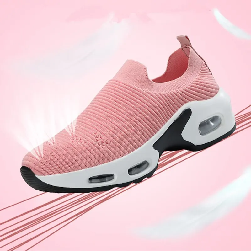 Женские кроссовки для бега дышащие тканевые женские амортизирующие розовые на