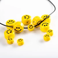 5pcs yellow smile face ceramic beads porcelain crafts jewelry handmade diy materials my109