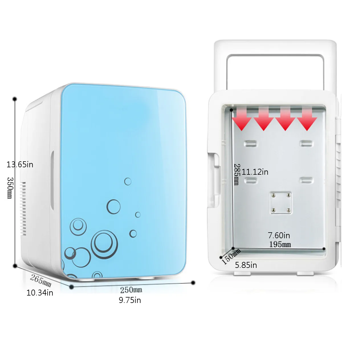 

10L Fridge Auto Portable Refrigerator Cooler Heater Freezer Car Home Daul-Use White Summer Storage Icebox With Handle