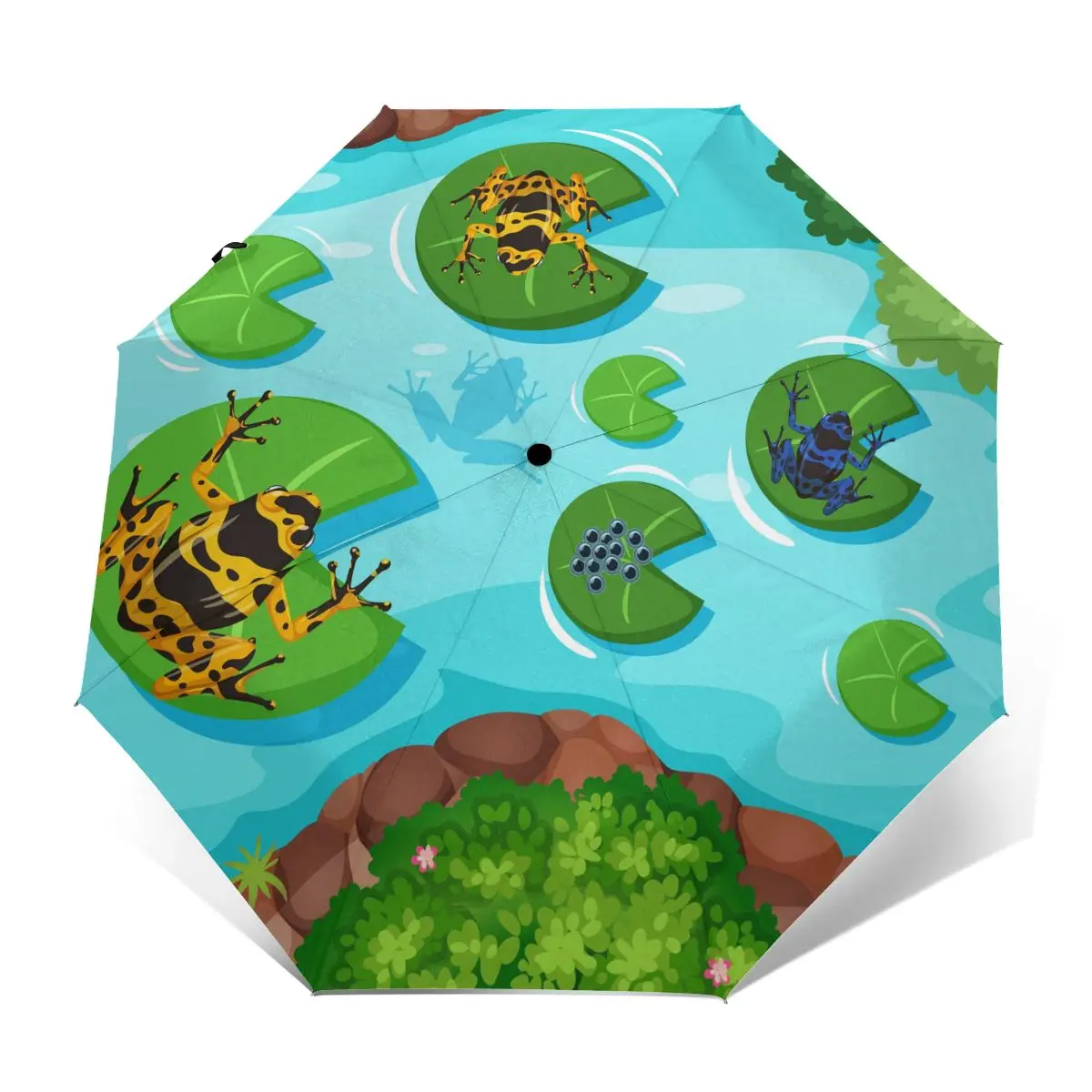 Зонт Автоматический ветростойкий с листьями лотоса зонтик складной для пруда и