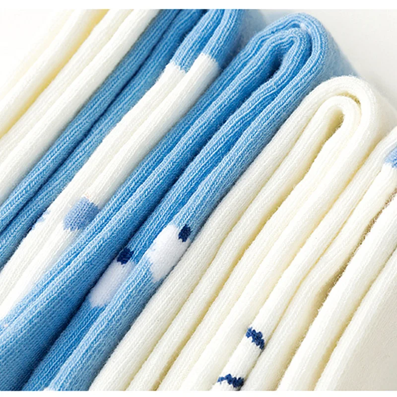 

Dreamlikelin Spring Autumn Female Cute Cotton Socks Cartoon Bear Print Blue Soft Crew Socks