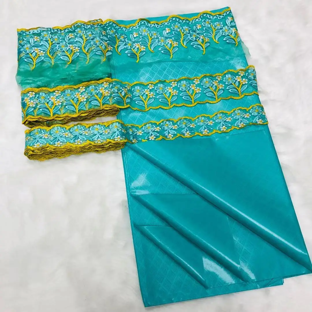 

2021 новейшие Африканские кружева высокого качества Bazin богатые оригинальные с лентами для «сделай сам» нигерийские вышитые аксессуары для р...