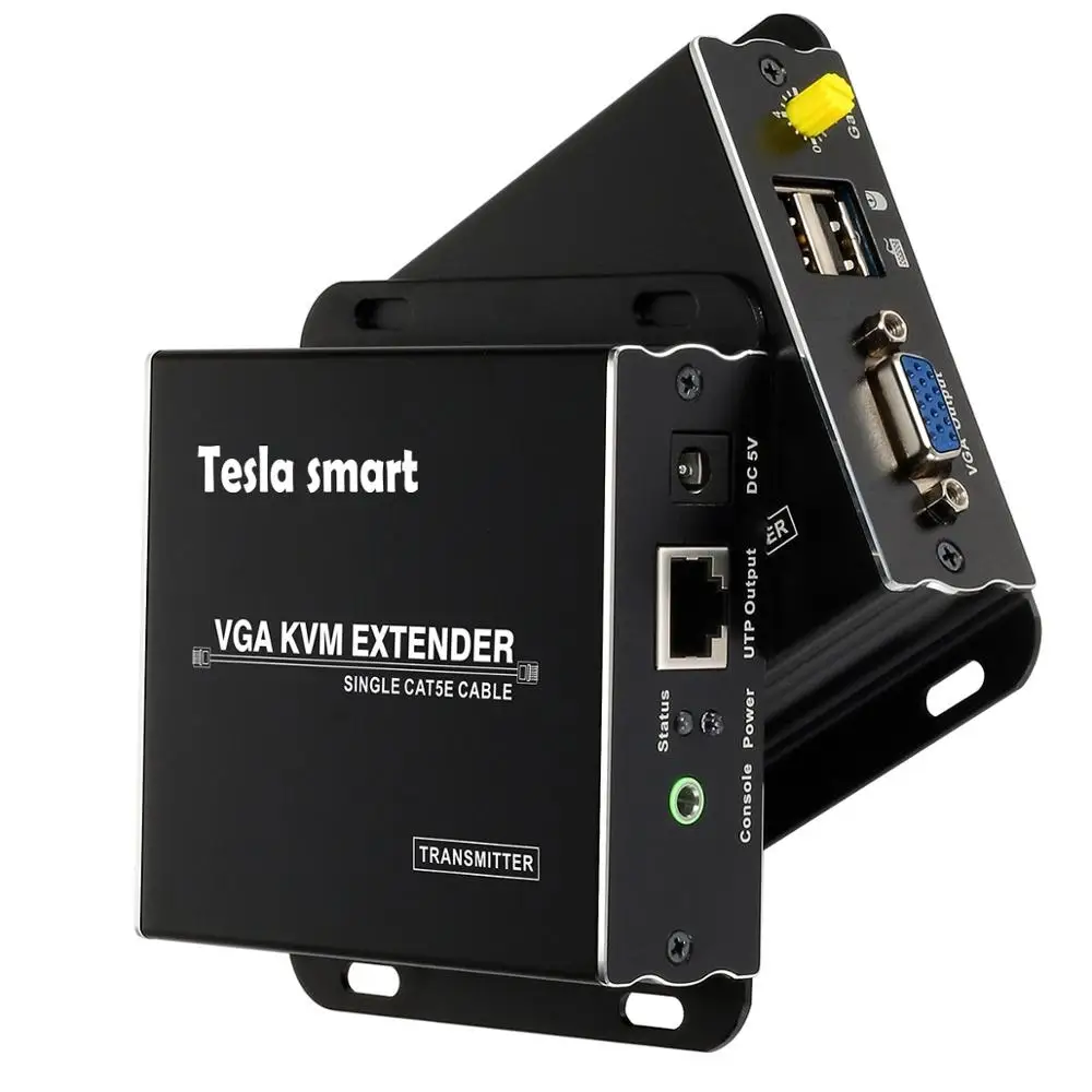 

VGA KVM Extender Over CAT5 via UTP FTP Up to 984ft Long Range (1 TX+1 RX)