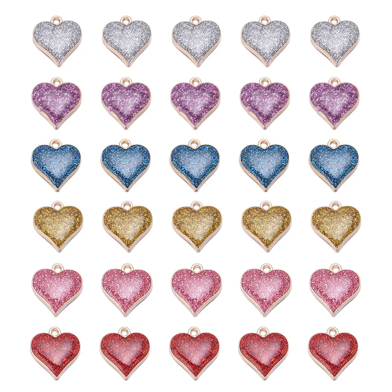 

10pcs 15x17mm Enamel Shine Love Heart Charms Gold Plated Heart Pendant For Jewelry Making Necklaces Earrings DIY Craft Accessory