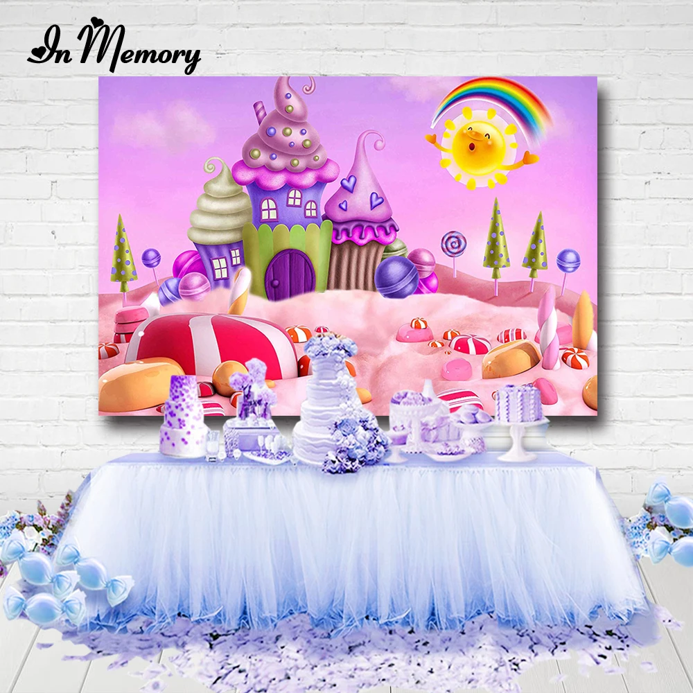 InMemory конфеты бар для девочек День Рождения Вечеринка фон фотостудии Десерт Дом