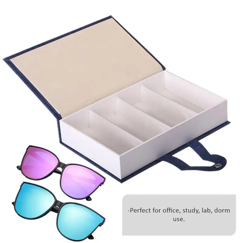 

Portable Four Lattices Sunglasses Display Storage Box Organizer Sunglasses Jewelry Display Storage Box Cases