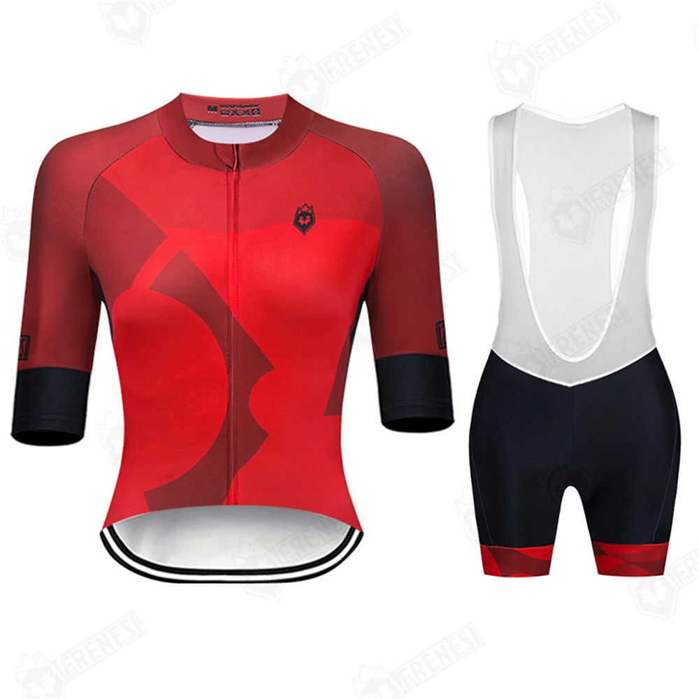 

2021Frenesi Cycling Short Sleeve Jerseys Women Bib Shorts Gel Thick Pad Sport Riding Clothes Cycwear Ciclismo Hombre Bicycle Set