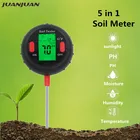 Цифровой тестер почвы 5 в 1, измерение PH, влажности светильник ности, температуры, почвы для растений, цветов, садовый инструмент, Скидка 40%