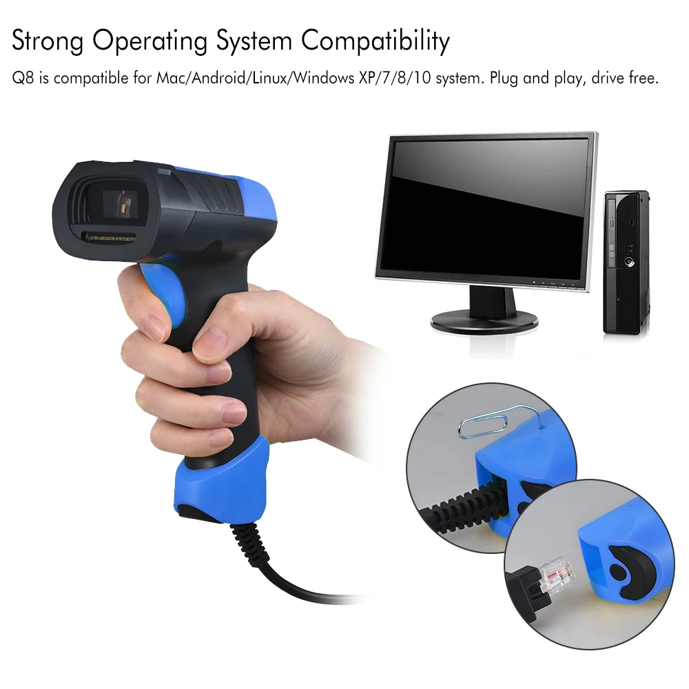 Aibecy сканер штрих кода считыватель Q8 USB Автоматический с громкой подставкой для