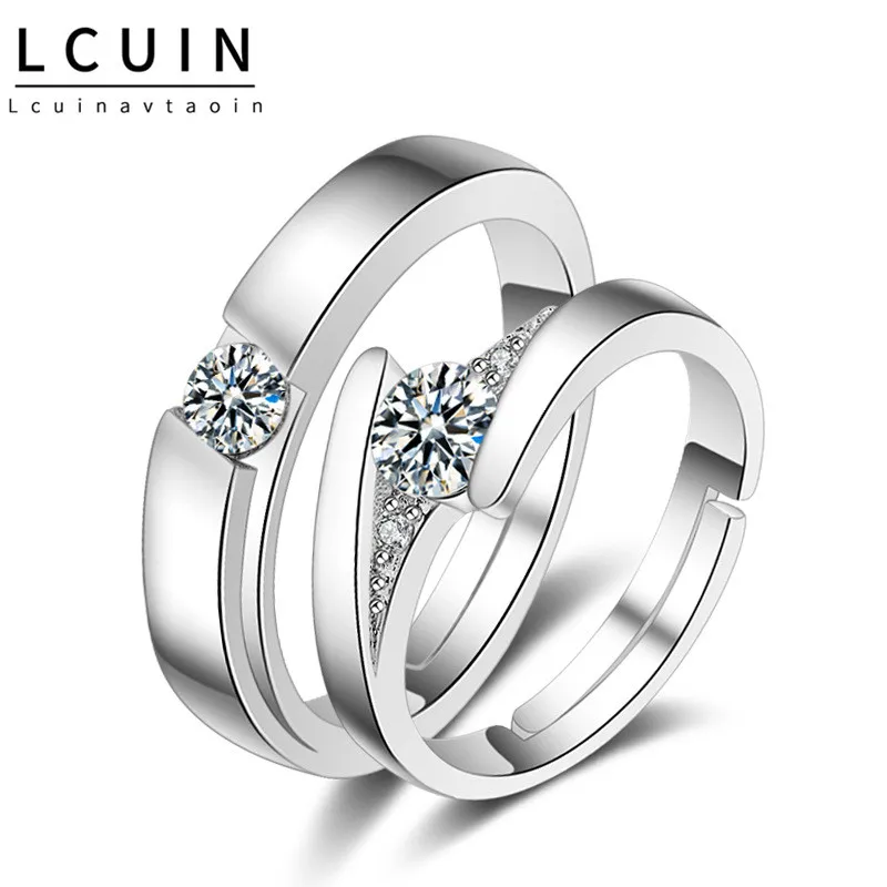 

fashion Couple Zircon Live Mouth Ring Set Luxury Silver Engagement Ring For Women Ladies Lover Party Wedding Anillo Anneau Ane