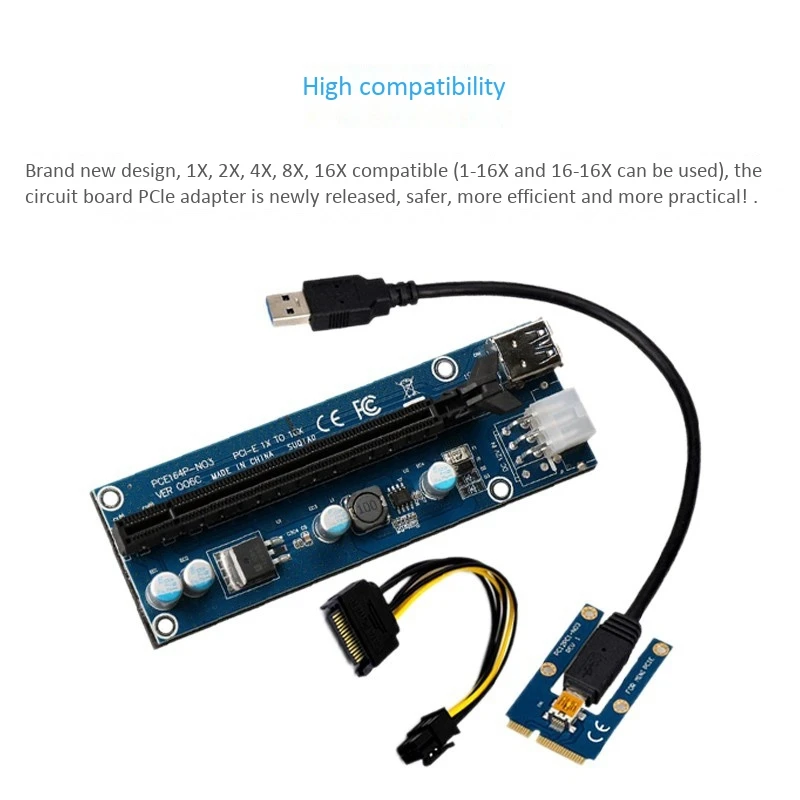 

SQKZ-C8M Mini Pcie to Pci-E imageAdapter Card Extension Cable Suitable for Home, Office, Games