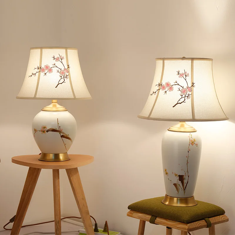 Керамические настольные лампы AOSONG Роскошные Современные тканевые Настольные