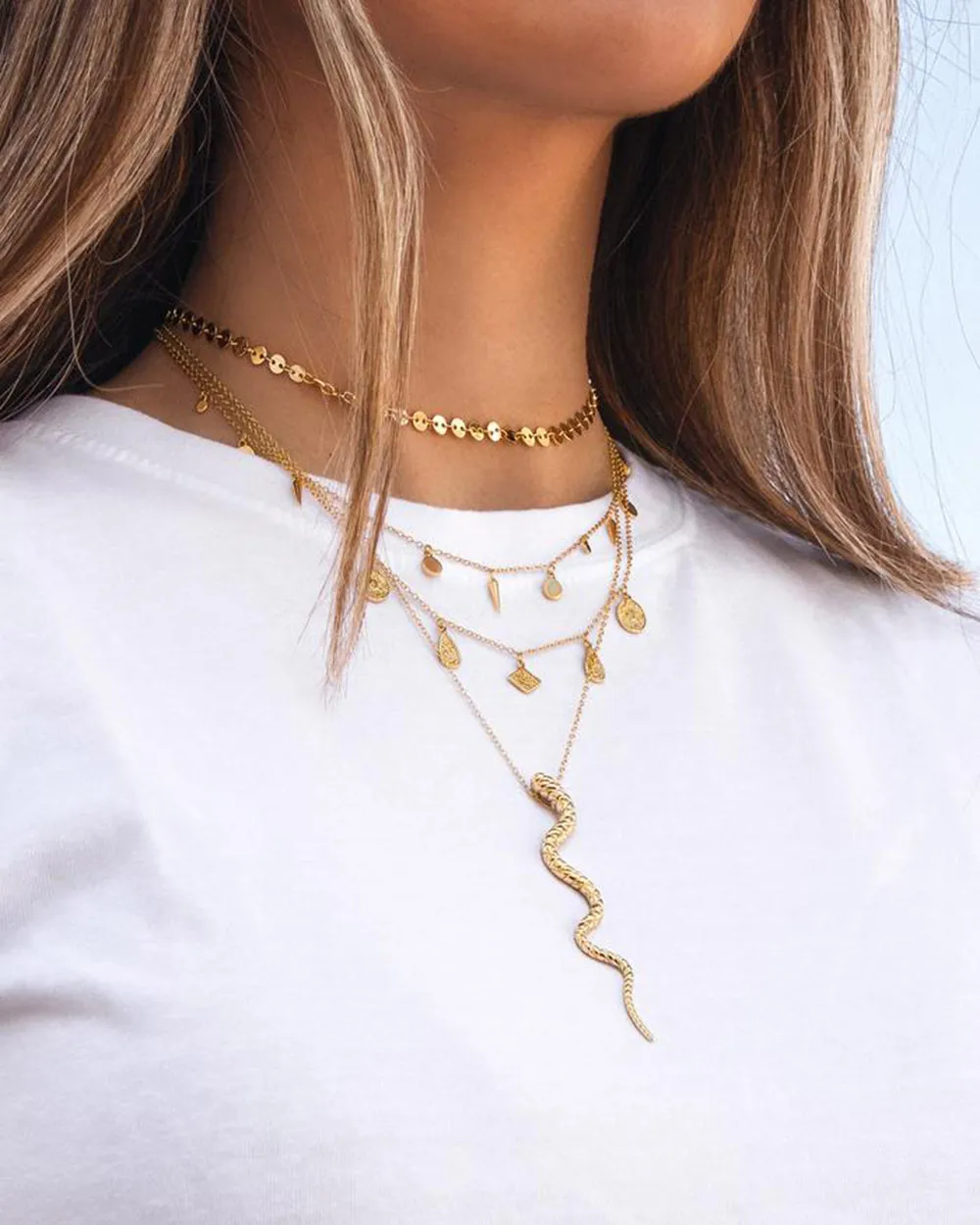 Kikichicc серебряное ожерелье с подвеской в виде змеи большая цепочка женское