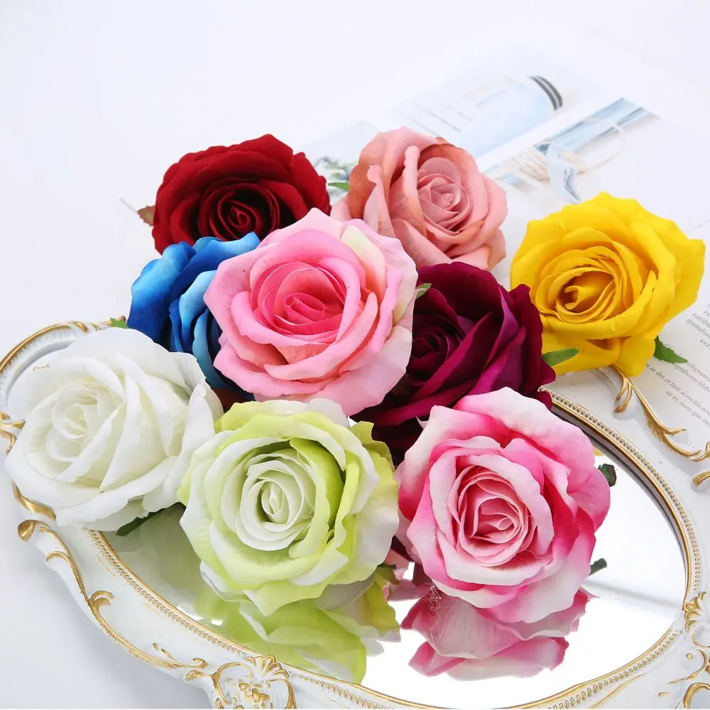 

2Pcs 9CM Silk Artificial Rose Flowers Bride Bouquet Flower For Wedding Party Decor Scrapbooking DIY Wedding Home Decor Flower
