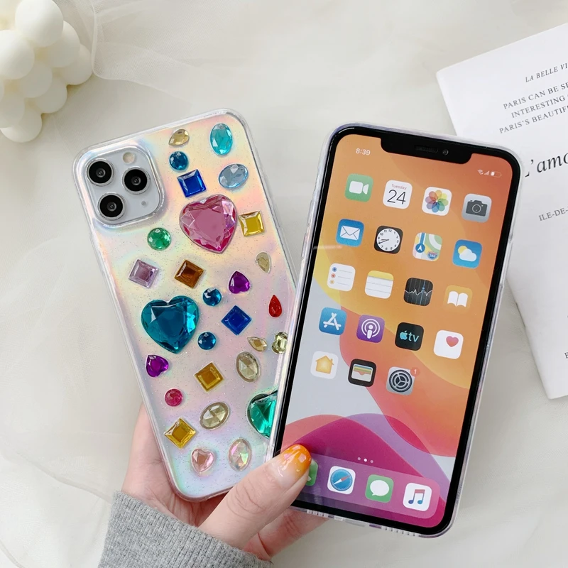 Мягкий силиконовый чехол из ТПУ в стиле ретро с цветочным узором и блестками для