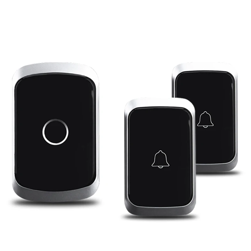 2 button 1 receiver Беспроводной дверной звонок CACAZI, водонепроницаемая Батарейная кнопка, приемник с вилкой Стандарта США, ЕС, Великобритании, Австралии, диапазон 300 м, Умный домашний звонок, звонок, колокольчики - Цвет: 2 button 1 receiver