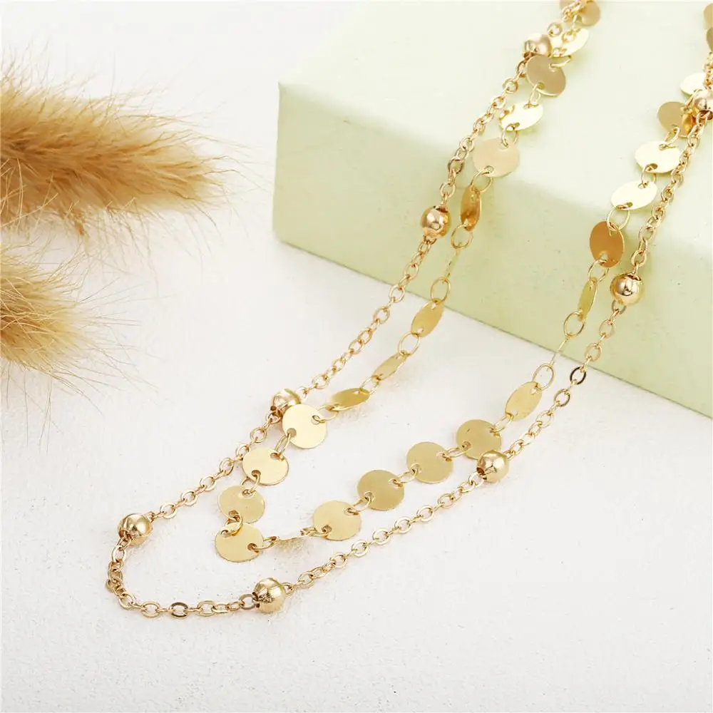 Laramoi ожерелье чокер цепь красивое круглый кулон с блестками многослойное