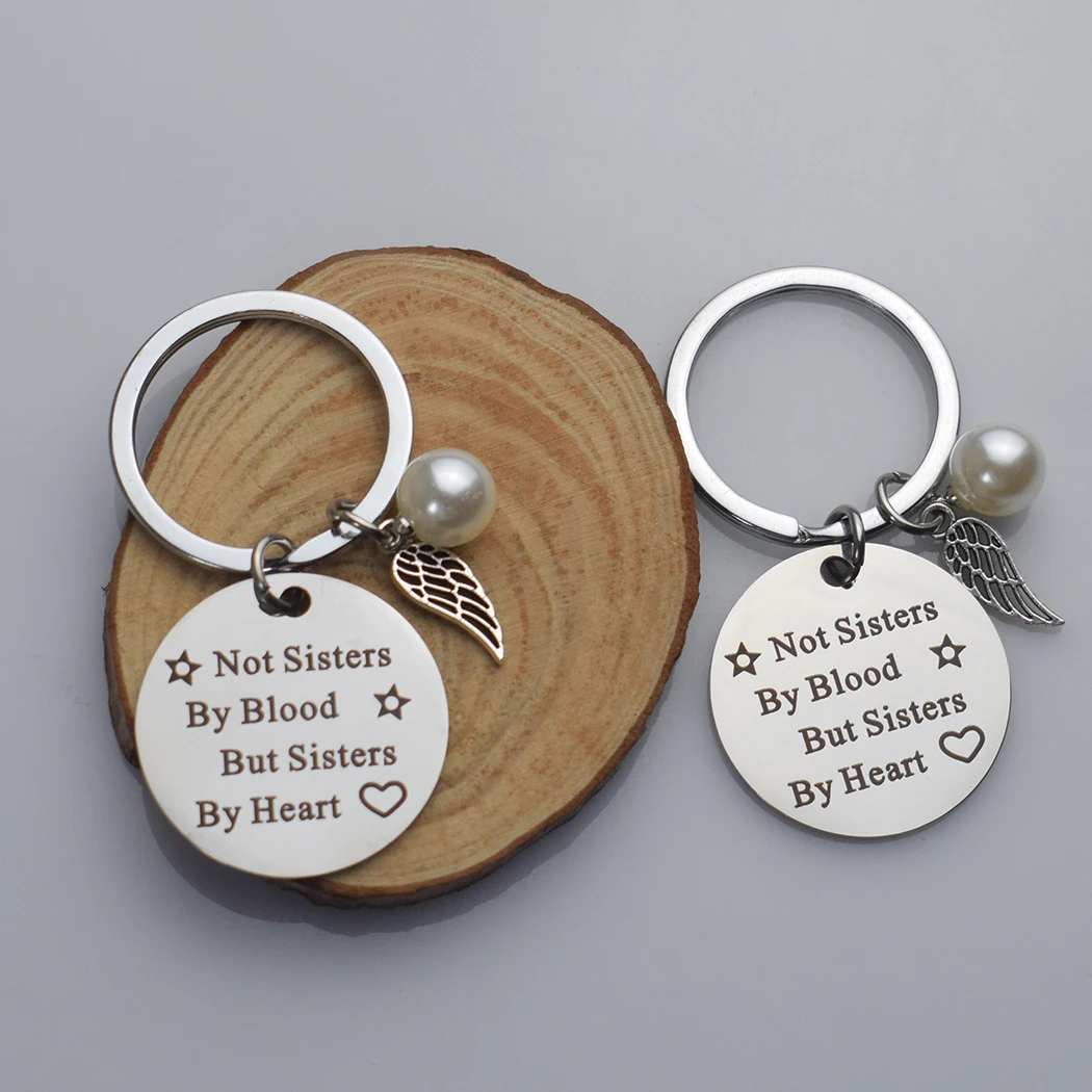 Металлический брелок для ключей серебристого цвета с цитатой Llavero NOT Sister BY кровь