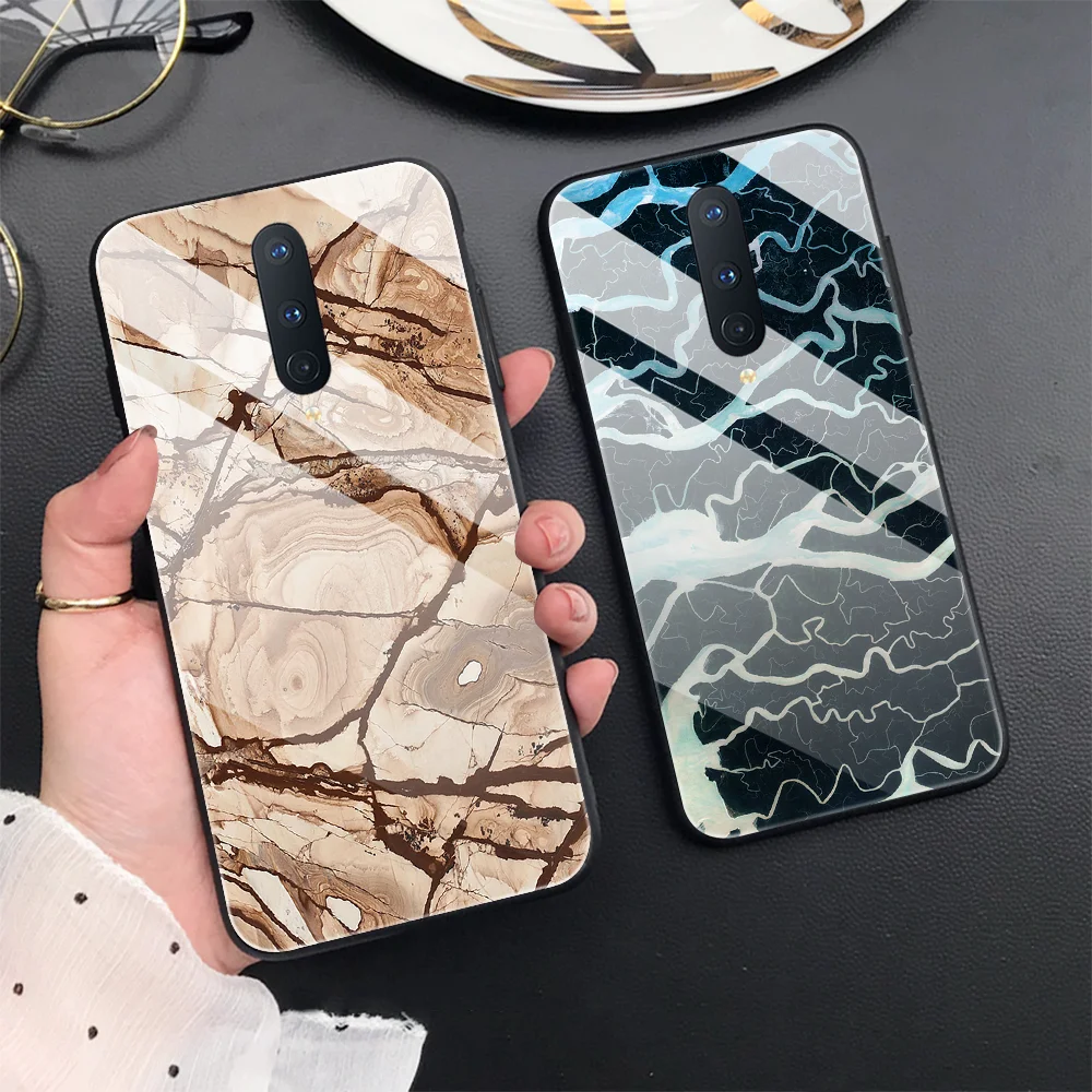

Granite Marble Case for Oneplus 7 8T 8 9 Pro 7T Tempered Glass Case for Oneplus Nord 2 CE 5 One Plus Nord N10 N100 Cover Bumper