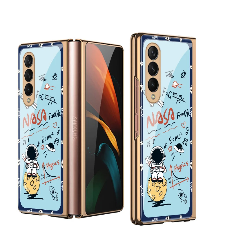 

Чехол Z Fold 3 для Samsung Galaxy Z Fold 3 Z Flip 3 уравнение астронавт узор закаленное стекло Coque чехол для телефона