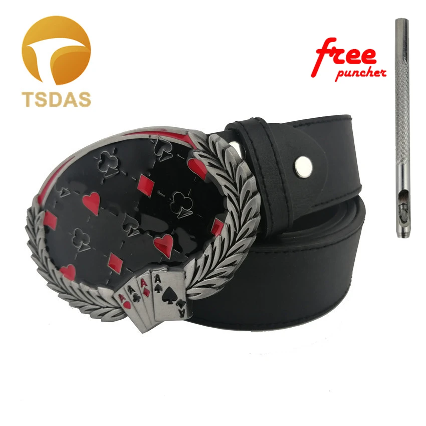 Мужская кожаная пряжка с ремнем для игральных карт в западном стиле