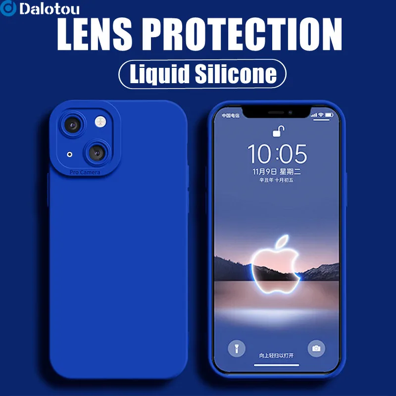 

Luxury Original Silicone Case For iPhone 11 12 13 Pro Max XS XR X 7 8 Plus SE 2020 Shockproof Camera Lens Protection Soft Cover