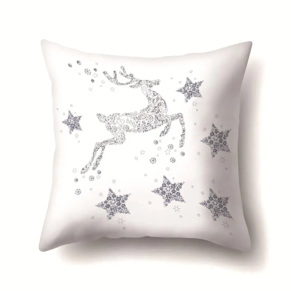 Милый Рождественский чехол для подушки с оленем Полиэстеровая декоративная