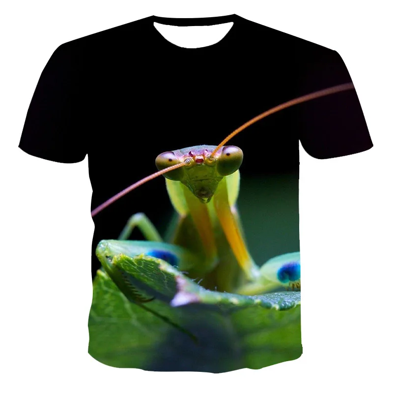

2021 New Summer T-Shirt Unisex Short-Sleeved 3D Printing T-Shirt Insect Series Cute Mantis Round Neck Pullover XXS-6XL Wholesale