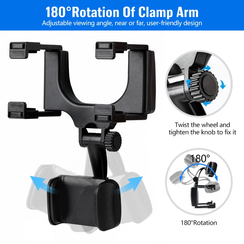 adjustable 360 degree car rearview mirror car auto rearview mirror mount cell phone holder bracket stands for smart phone gps free global shipping