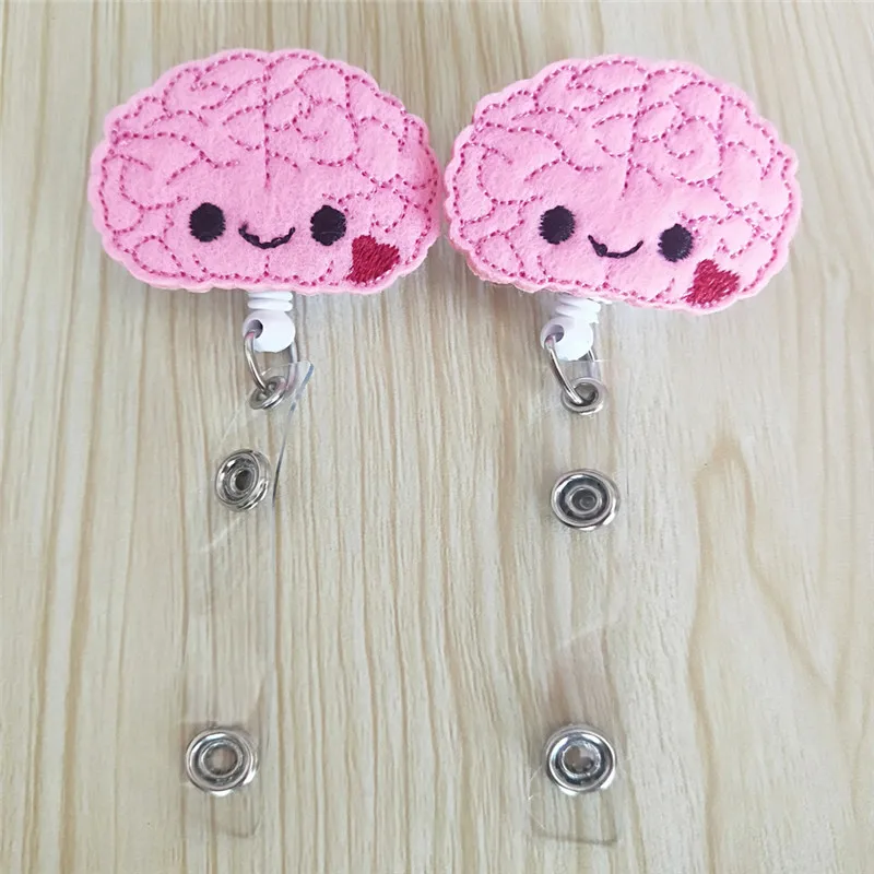 

New Pink Brain Badge Reel Clip Retractable Nurse Badge Holder Felt Nursing Name Badge Holder For Women