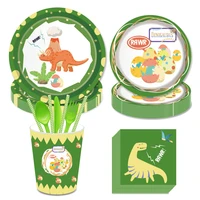 cartoon dinosaur dinner plates baby shower rawr party decorations happy birthday disposable tableware sets kids party favors