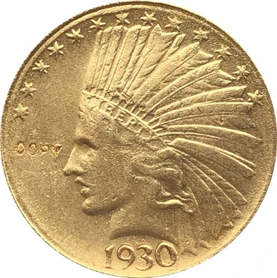 

24-K gold plated 1930-S $10 GOLD Indian Half Eagle Coin Copy