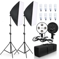 sh photography four lamp softbox kit lighting 50x70cm e27 holder with 8pcs bulb soft box accessoriesfor photo studio video