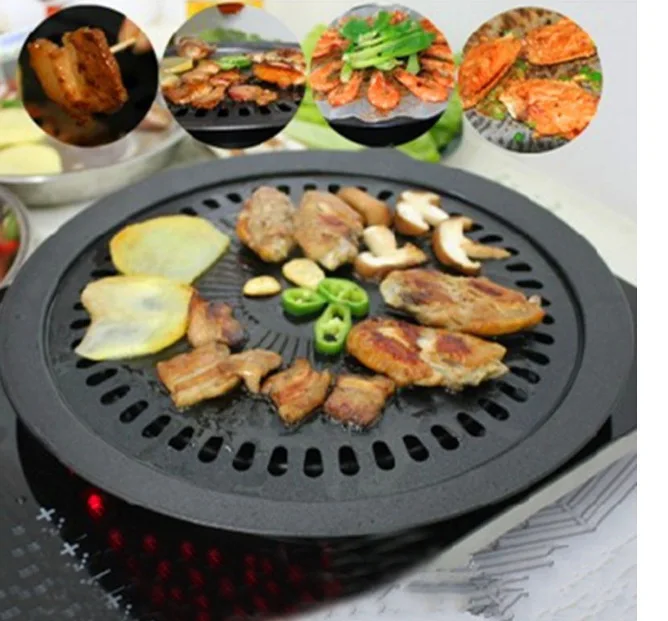 Non-Stick Korean Bbq Grills Round Pan Barbecue Grill for Outdoor Camping Portable Oven Tools |