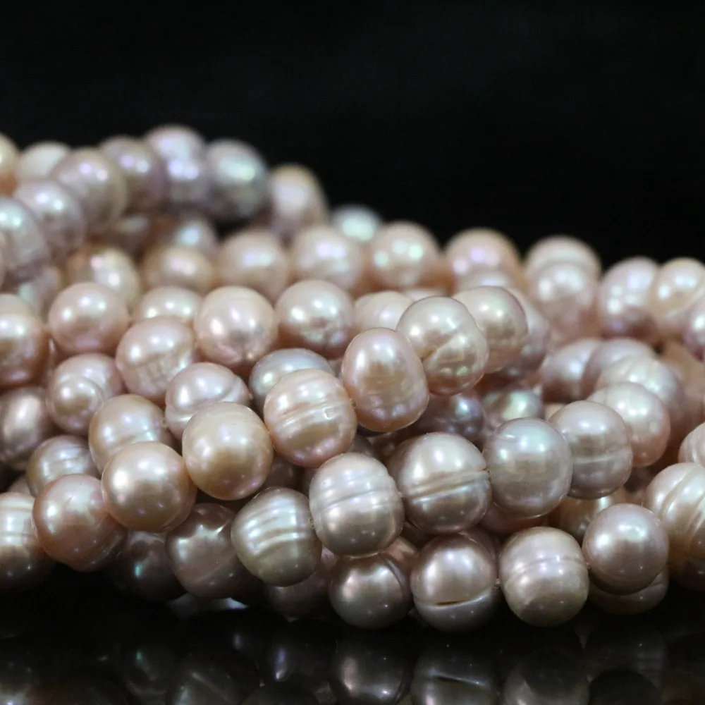 

Beautiful natural freshwater pearl nearround purple loose beads 9-10mm high grade hot sale women diy jewelry making 15inch B1381