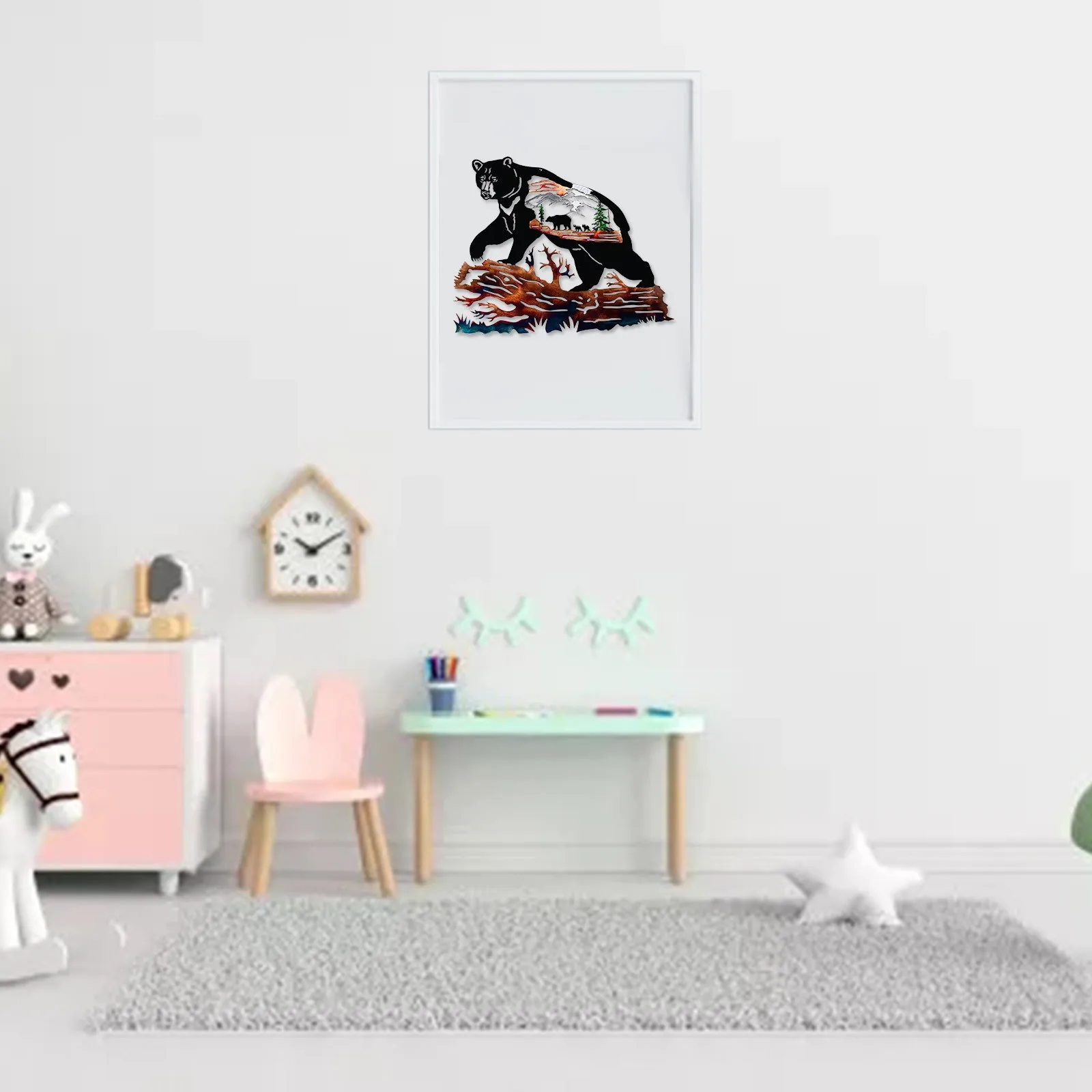 Красивые тапочки в виде медвежонка Цвет Коричневый сцена для искусства стены