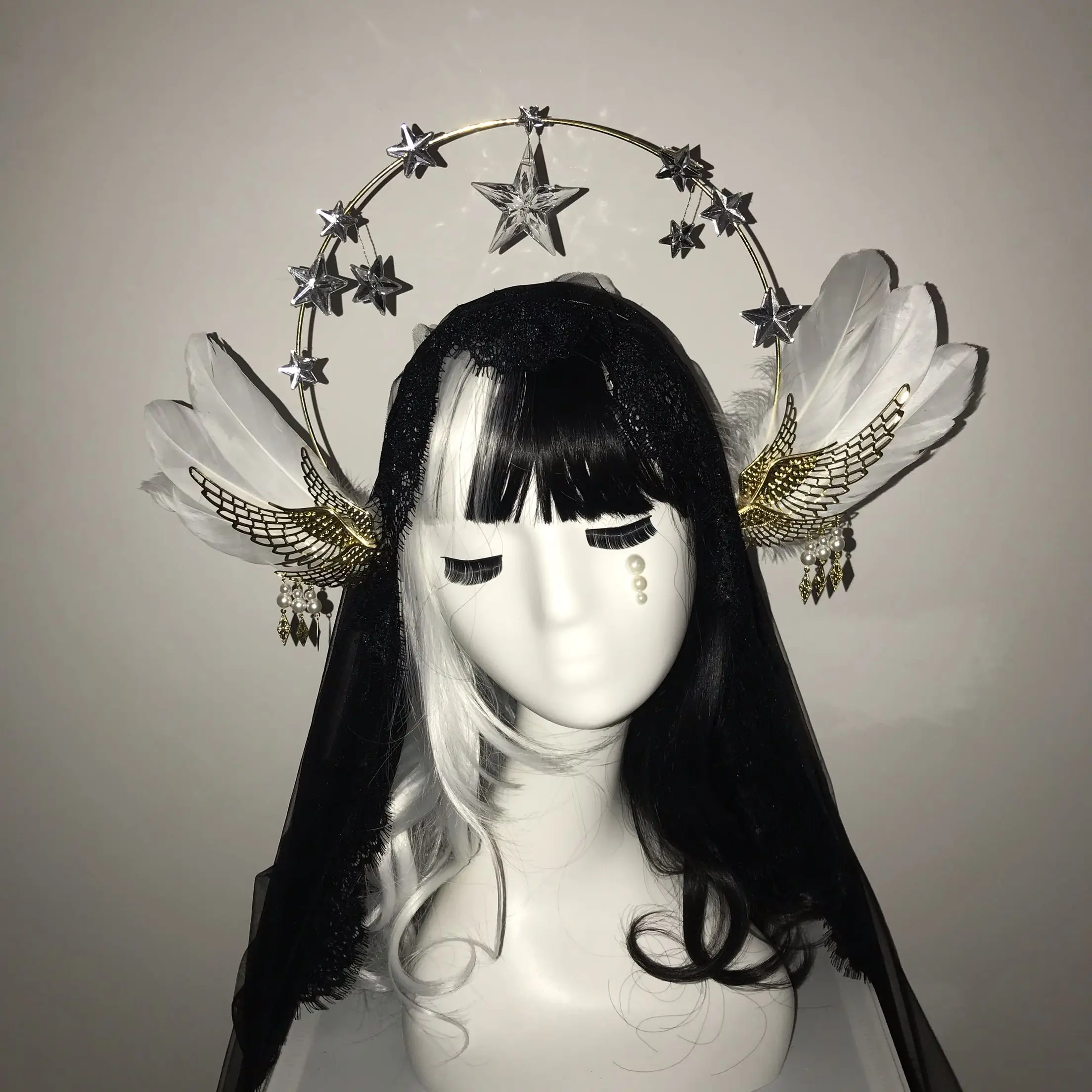 Женский головной убор с крыльями золотыми перьями аксессуар для волос в стиле