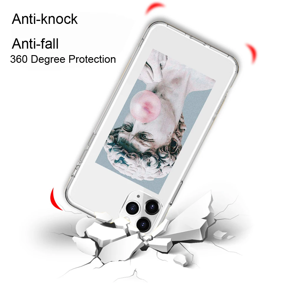 

Abstract Clear Cartoon Portrait Phone Case For IPhone 11 12 Pro MAX Mini XS X XR 6s 6 7 8 Plus SE 2020 Perfect Soft TPU Cover