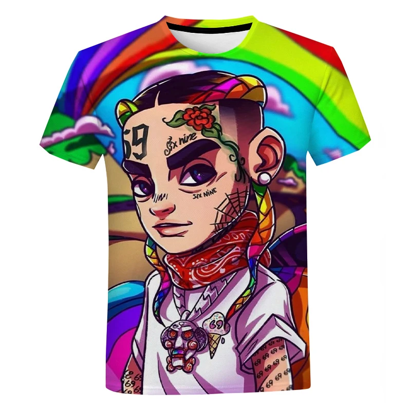 Футболка Gooba 6ix9ine с 3D принтом мужская и женская модная повседневная Уличная