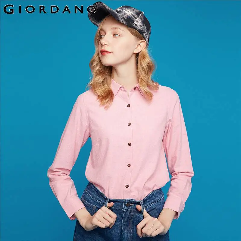 Giordano женская фланелевая рубашка с длинными рукавами, из натурального хлопка