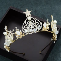 bridal crown baroque pearl rhinestone crown and tiara heart hairband wedding hair accessories princess crown bride tiaras