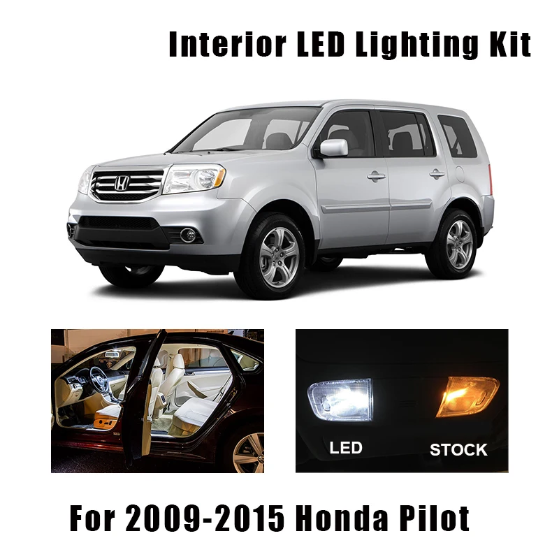 

Комплект белых светодиодных ламп для внутреннего освещения, 19 шт., подходит для Honda Pilot 2009-2011, 2012, 2013, 2014, 2015, купольная Лицензионная лампа для з...