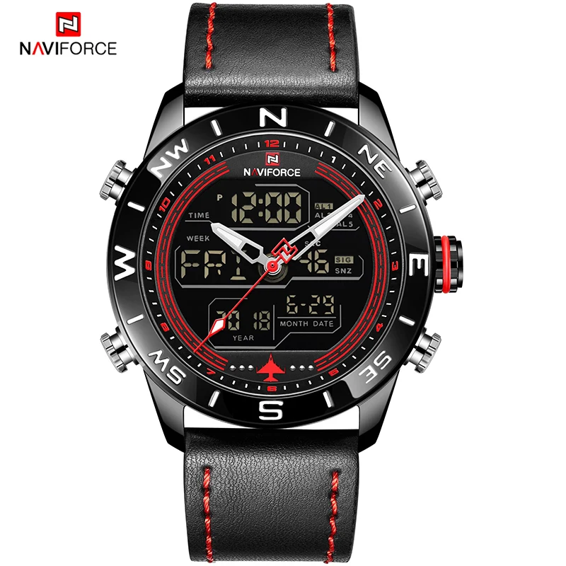 Часы наручные NAVIFORCE Мужские кварцевые повседневные Модные светодиодные цифровые