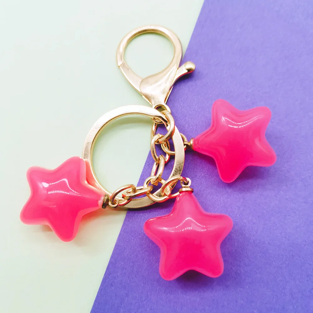

Cute Little Star Keychain Colorful Acrylic Jelly Key Chain Girl Bag Pendant Accessories Keyring Kids Children Lucky Gift