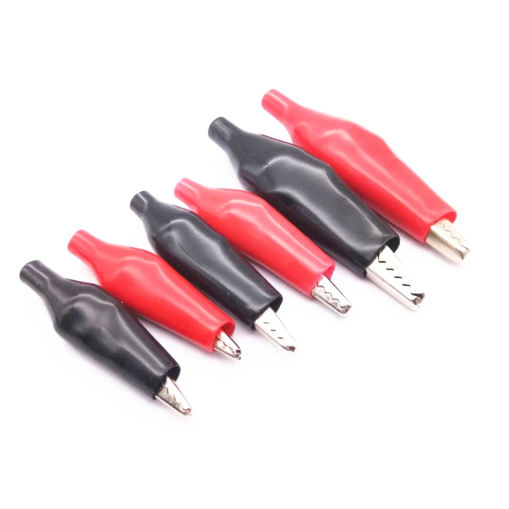 50 шт/25 пар Красный Черный изолированный крокодил зажимы кабель Свинец