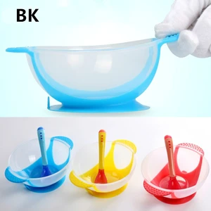 Тарелкалоток для детского обучения, присоска, набор посуды с датчиком температуры, ложка для кормления, посуда для детей, миска для еды